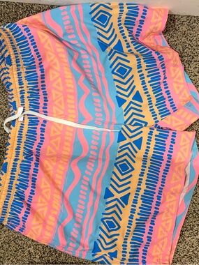chubbies Blue, Pink & Yellow Patterned Swim Trunks